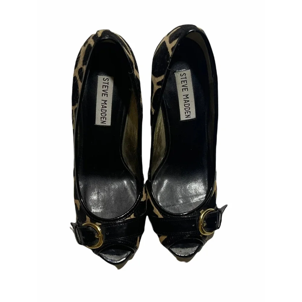 Steve Madden giraffe pony hair heels 7.5 M, Y2K, indie sleeze, mafia wife‎